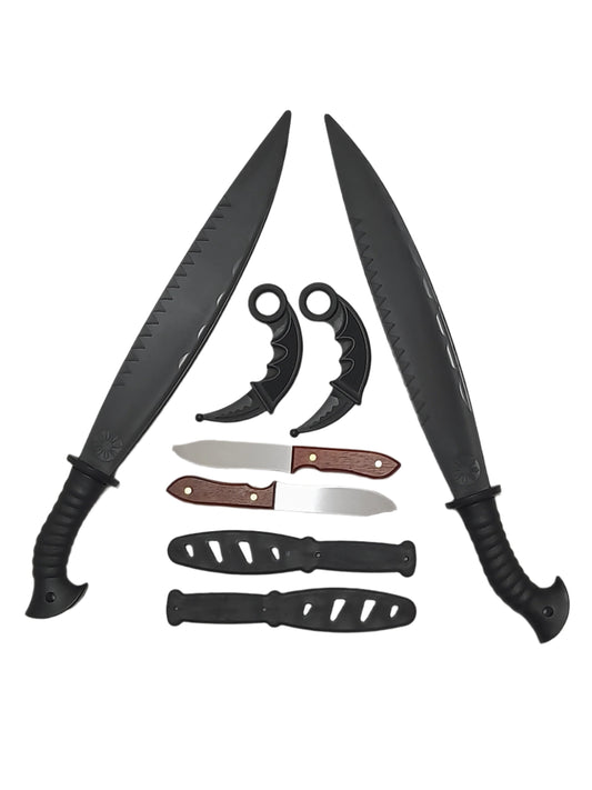 Espada Y Daga SUPER SET - 2  Barong Swords 2 Auminium Knives 2 Karambits 2 Sparring PP  Knife for Filipino Martial Arts Arnis Eskrima Kali